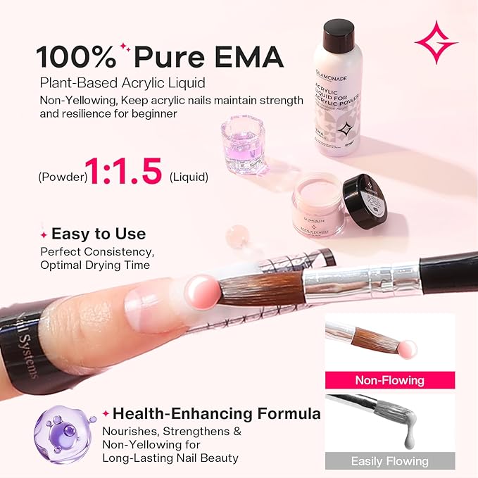 Acrylic Nail Kit for Beginners: Professional Acrylic Nail Kit Set with Everything Drill Powder Nail Art Starter Tech Kit at Home Salon Gift