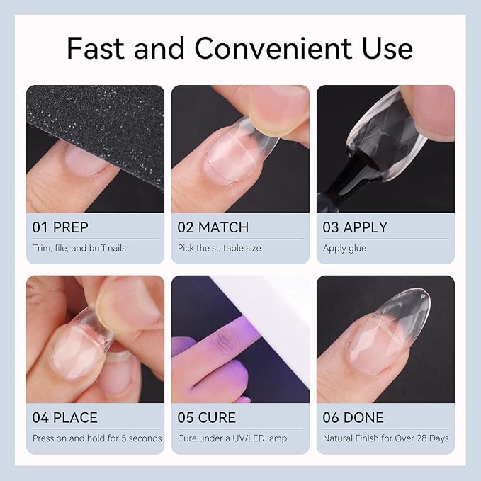 Makartt Medium Square Soft Gel Nail Tips: 120pcs 3D Diamond-Shaped Fake Nails Extension, 12 Sizes Full Cover Clear Press-On Tip, Natural Rhombus Lattice, Suit for Chrome Nail Powder