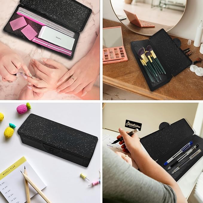 Manicure Tool Box, Nail Tool Organizer Personal Nail Box Storage Case for Organizing, Container for Nail Supplies Clear Plastic Nail Tool Box for Manicure Pedicure Kit (2 Pack)