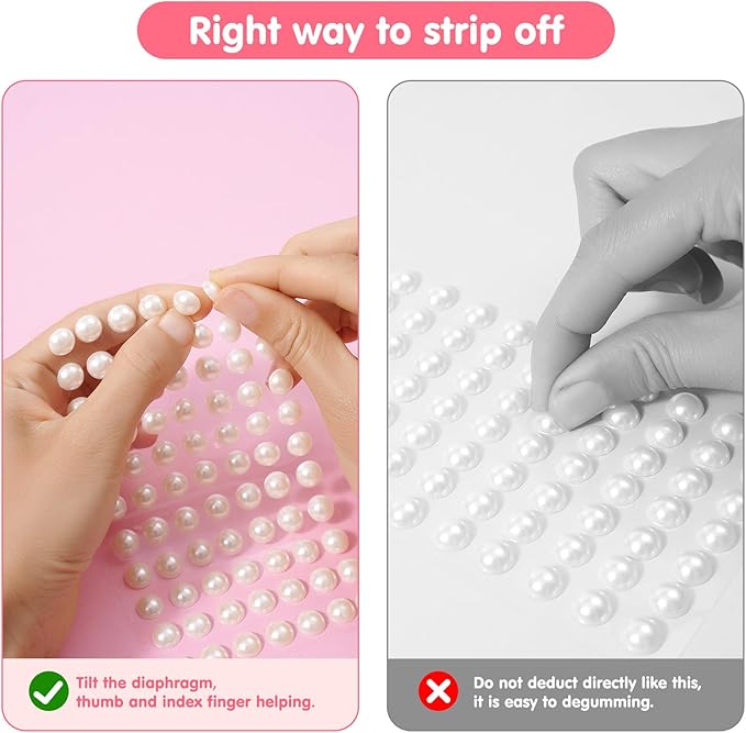 3701PCS Pearl Stickers Pearls for Crafting - Self Adhesive Pearls for Hair Face Makeup Eye Nail Crafts, Stick On Gems (White, Assorted Sizes)