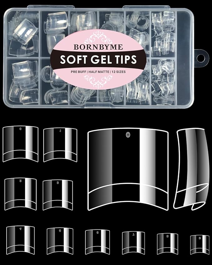 Short Square French Nail Tips, BORNBYME 120 PCS Clear False Nails Acrylic Nails Tips Half Cover Nail Extenison Tips Gel Nail Tips Acrylic False Nail Tips