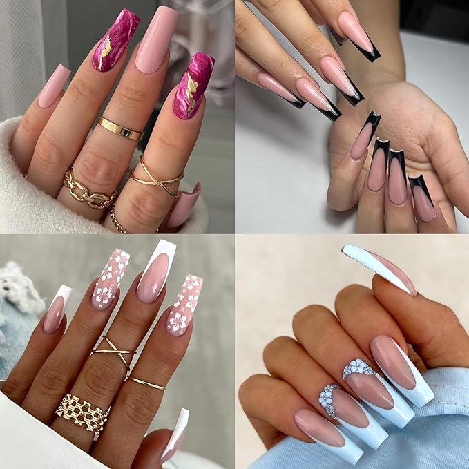 LoveOurHome 360pc Long Square Nail Tips Clear Fake Nails Square Gel Nail Tips Full Cover Acrylic Nails Clear Press on Nails Long False Nail 15 Sizes Fingernails for Gel Nail Extension