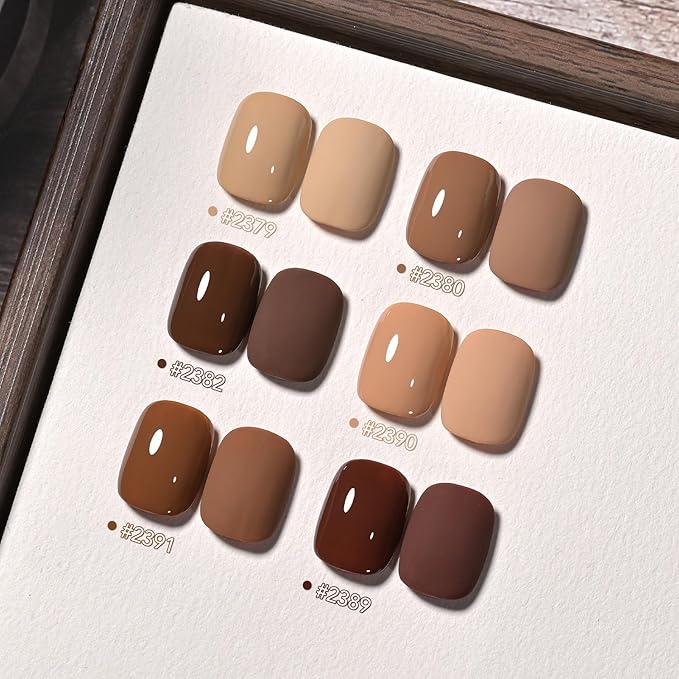 GAOY Gel Nail Polish, Brown Caramel Nude Red Gel Polish Kit for Salon Manicure and Nail Art DIY at Home