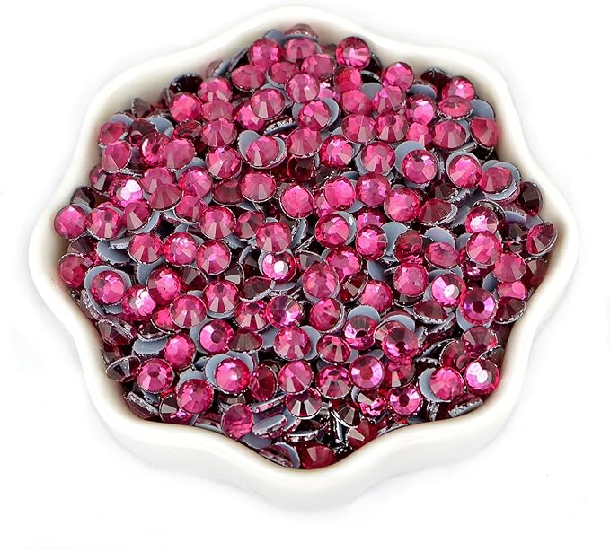 144 pcs SS30 Fuchsia Hotfix Rhinestones Flatback Round Crystal Glass Rhinestones Gems for Crafts Nail Face Art Clothes Shoes Bags DIY