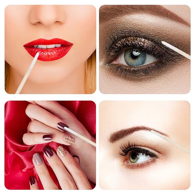 300 PCS/Sets Eyelash Extension Supplies 200pcs Disposable Pointed Micro Swab 50pcs Eyebrow Spoolie Brush 50pcs Lip Wand Brush Mascara Wand Applicator Eyelashes Tool (Bamboo kits)