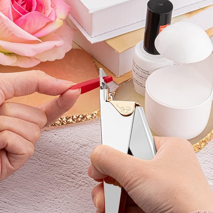 Belleboost Silver Premium Adjustable Nail Clippers for Acrylic Nails, Professional Stainless Steel Fake False Nail Tip Clipper Cutter Trimmer, Sharp Blade Manicure Tool for Salon Home DIY Nail Art