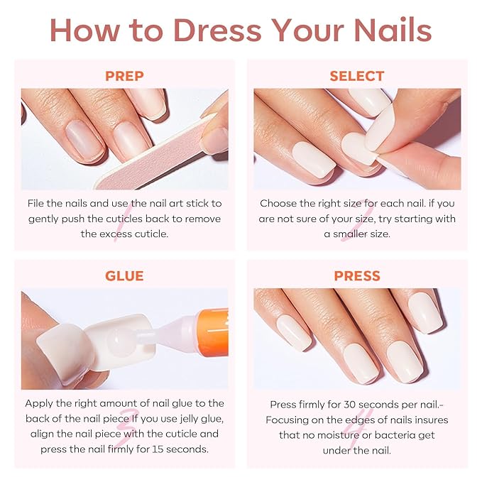 Modelones Press on Nails Short, Spring Oval Fake Nails, Reusable Nail Kit with Nail Glue Adhesive Tabs Mini Nail File, Nails Press Ons 32Pcs 16Sizes, Women Girl Gift, Chrome Pink