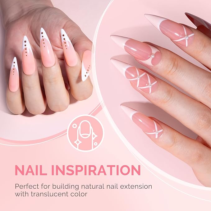MelodySusie 2PCS 15ML Gray Pink and Pink Builder Gel Set for Nails Thickening, Soak Off UV Extension Gel Rhinestone Glue in a Bottle for Nail Art Design Gift for Women DIY Manicure at Home 012+027