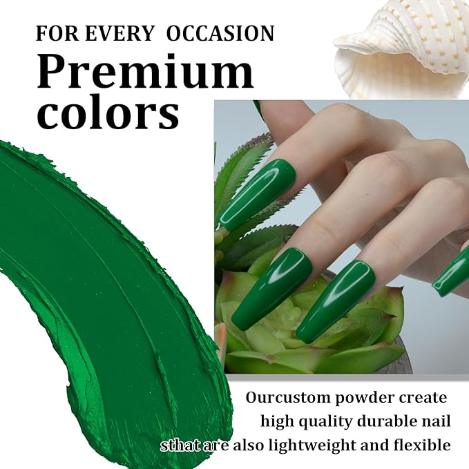 Christmas Green Dip Powder, 1oz Nail Dipping French Powder Pro Collection System, Salon DIY Nail Art Starter, Odor-Free & Long-Lasting, No Lamp Needed