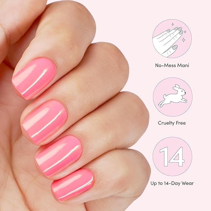Dashing Diva Glaze Nail Strip Set - Grapefruit Gone Wild - Long Lasting, Chip Resistant, Semi-Cured Gel Nails - 4-Piece Manicure Kit with 32 Strips