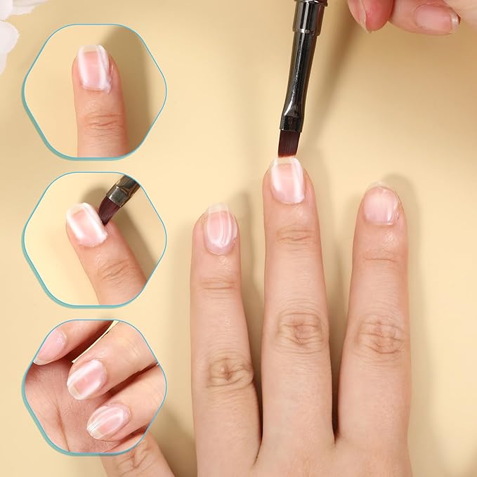 3Pcs Nail Polish Clean Up Brush Set, Cleaning Mistake Polish On Cuticles Angled Round Flat Brush Acetone-Resistant Gradient Handle Brushes for Nail Art Design Professional DIY