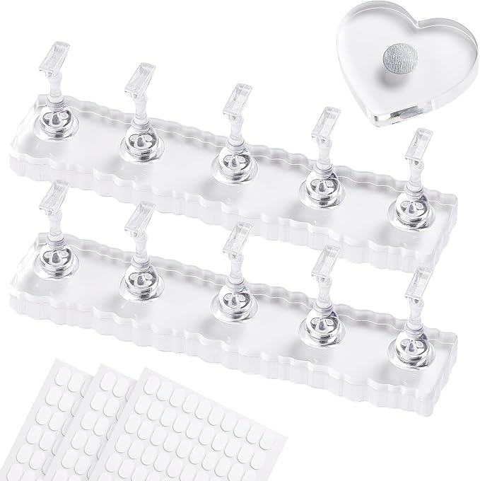 Nail Stand For Press On Acrylic Nail Holder Kit For Painting Nails Tip Arts Display With 300PCS Double-Sided Tape And 1 Heart Shaped Acrylic Stands For Nail Art Supplies