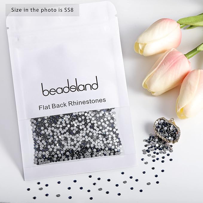Beadsland Flat Back Crystal Rhinestones Round Gems for Nail Art and Craft Glue Fix, Montana, 2.3-2.5mm, SS8/1440pcs