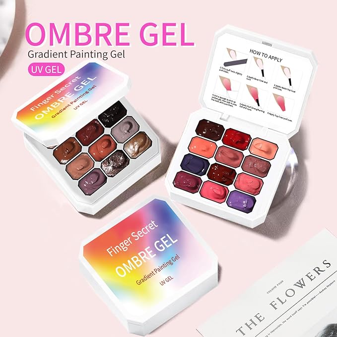 Pat Painting Gel Gradient Nail Art 12 color Ombre Nail Polish With 100pcs Nail Sponges & Grabbing Pen For Completion Of Painting Glue For Nail Art Complex Design (c1)