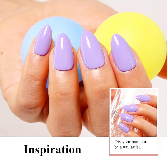 Imtiti Pastel Gel Nail Polish, Lilac Pastel Purple, 0.5 Fl Oz LED UV Gel Polish Spring Summer Easter DIY Nail Art Starter Manicure Salon Kit