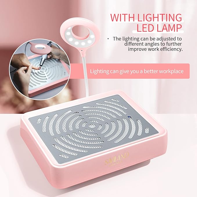 SAVILAND Nail Dust Collector:2026 Powerful Dust Collector Nail Tech 40W Dust Collector Professional Nails Dust Collector Quiet Vacuum Fan Dust Extractor with Reusable Filter for Beginners Home & Salon