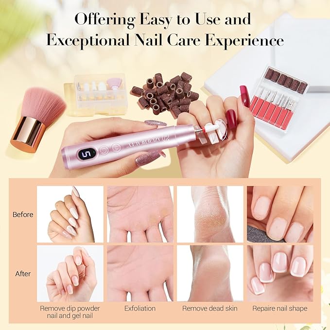 AZUREBEAUTY Dip Powder Nail Kit with Electric Nail Drill 24 Colors Summer Green Pink Orange Nail Starter Kit with Dip Liquids Base Top Coat Activator Portable Manicure French Nail Art Essential Set