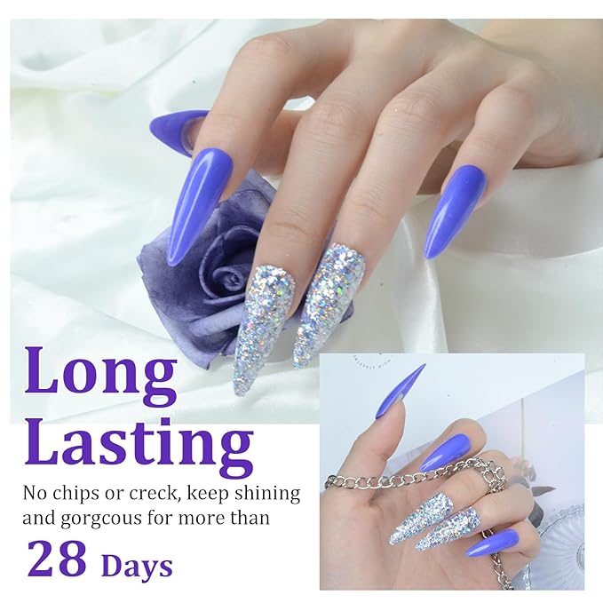 Nail Dip Powder Purple Blue Color, EODCI Dipping Powder French Nail Art Starter Manicure Salon DIY at Home, Odor-Free and Long-Lasting, No Needed Nail Lamp Curing, 1 Oz