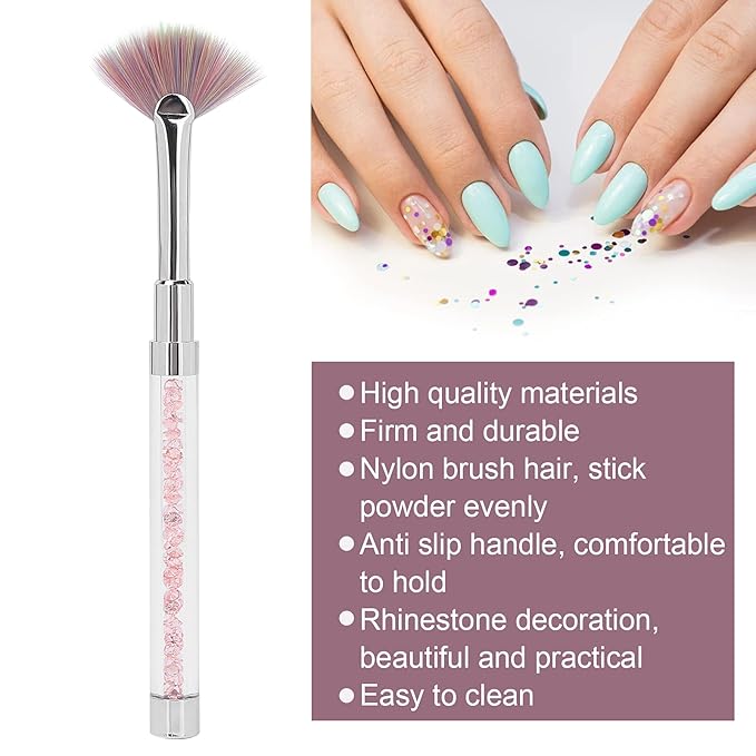 Fan-Shaped Nail Brush for Dusting, Flat Head Pen With Gradient Varnish, Art Manicure Brush With Small Head for Shaking Chalk