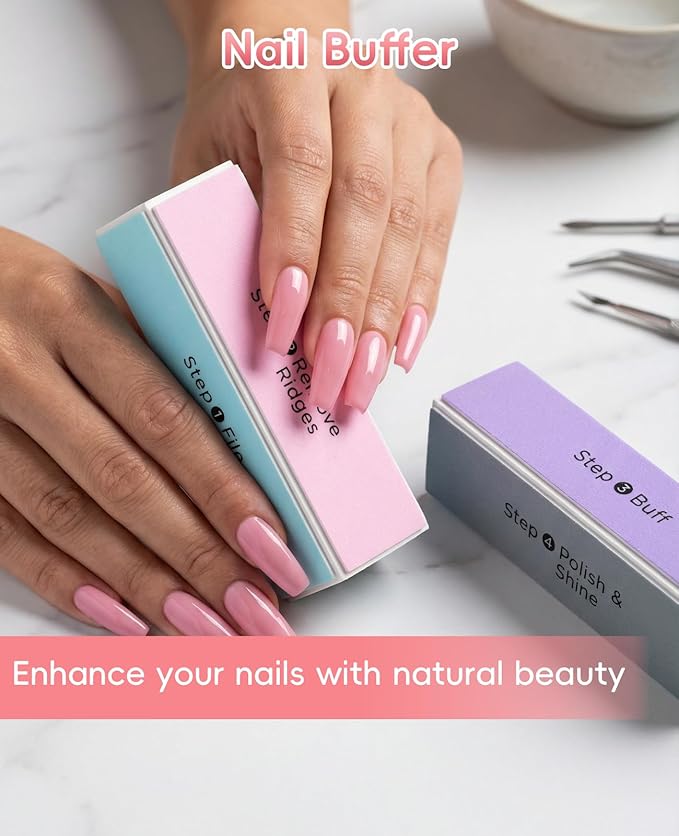 12PCS 4 Sided Nail Buffer Block, Shine Nail Files and Buffers