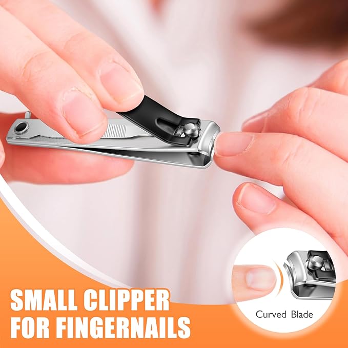 DRMODE Finger Nail Clippers Adult - 8 Pack Nail Clippers Set for Men Women with Nail File, Sharp Stainless Steel Fingernail & Toenail Clippers Curved Cutter Trimmer