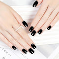 Black Gothic Press On Nails Short - No Glue Square Acrylic Fake Nails, Chip-Free Breathable Fit with Nail File for Beginners, 24 Nails in 12 Sizes