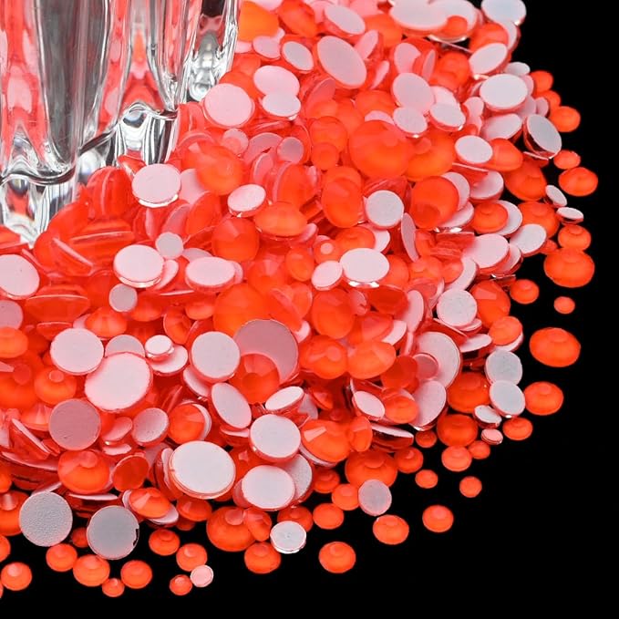 Flatback Glass Rhinestones,Bedazzler Gems Non Hotfix Crystal Rhinestones for Crafts Nail Charms Clothes Tumblers,Hycinth Neon,Mixed Size,35g