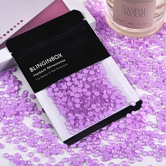 Blinginbox Flatback Rhinestones Round Gems, 1440pcs Luminous Series Glass Stones Neon Gems Non Hotfix Crystal Rhinestones for Nail Charms Crafts Clothes Tumblers,Lt.Violet Neon,SS16.