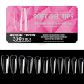 Soft Gel Curved Nail Tips, Full Cover Clear Gelly False Nail, Half Matte Acrylic Fake Nail, Press on Nail Tips Set for Extension, Home DIY Salon Manicure Nail art (Short Ballet 2, 550PCS)