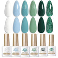 Born Pretty Green Gel Nail Polish,Light Green to Dark Shades Glitter Blue White Gel Polish Rainforest St. Patrick's Day Soak Off U v LED Light Cure for Salon Manicure and Nail Art DIY at Home