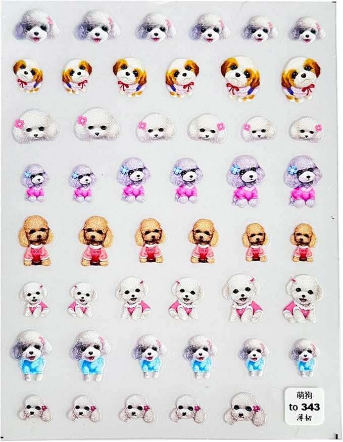 3Pcs Cute Dog Nail Stickers, Dog Nail Decals, Cute Nail Art Stickers, Animal Nail Stickers, Manicure Stickers, DIY Nail Stickers, Nail Supplies