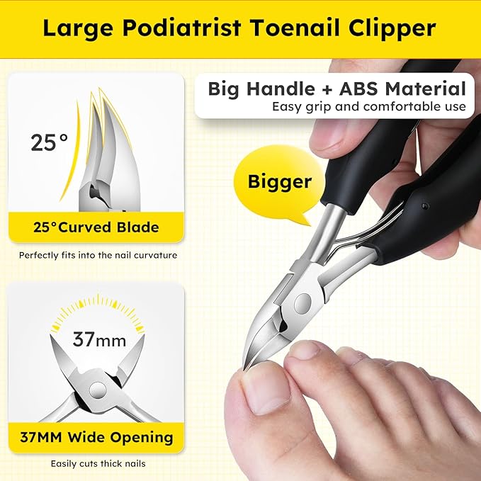 Nail Clippers for Seniors, Heavy Duty Ingrown Toenail Clippers with Long Handle, Woodpecker Angled Head Toe Nail Clippers and Slanted Nail Cutter for Thick Nail for Men Women Pregnant Elderly 6Pcs