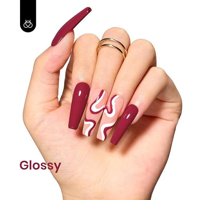 Beetles Red Gel Nail Polish - Dark Red Color Soak Off Mulled Wine Gel Polish Retro Modern 1Pcs 15ml Nail Art Manicure UV Led Salon Spring Gift for Women