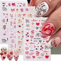 4 Sheets Valentines Day Nail Stickers 5D Embossed Heart Nail Art Stickers Self-Adhesive Rose Flower Cupid Angel Lips Love Letter Designs Holiday Nails Cute Nail Decals for Women Manicure Decor DIY