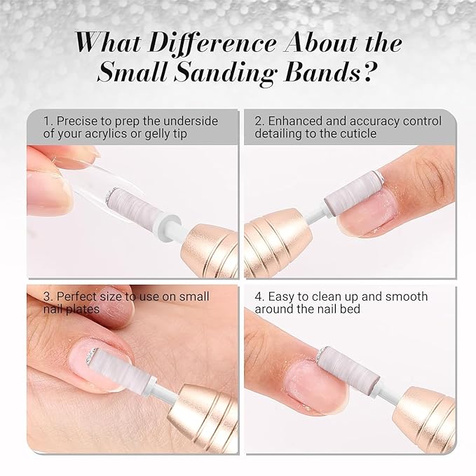 MelodySusie 120 Pcs Nail Drill Bits Small Sanding Bands for 3.1mm Mandrel Bit, 120 Medium Grit Nail File for Acrylic Nails Gel Manicures and Pedicure, Zebra (Only Sanding Bands)