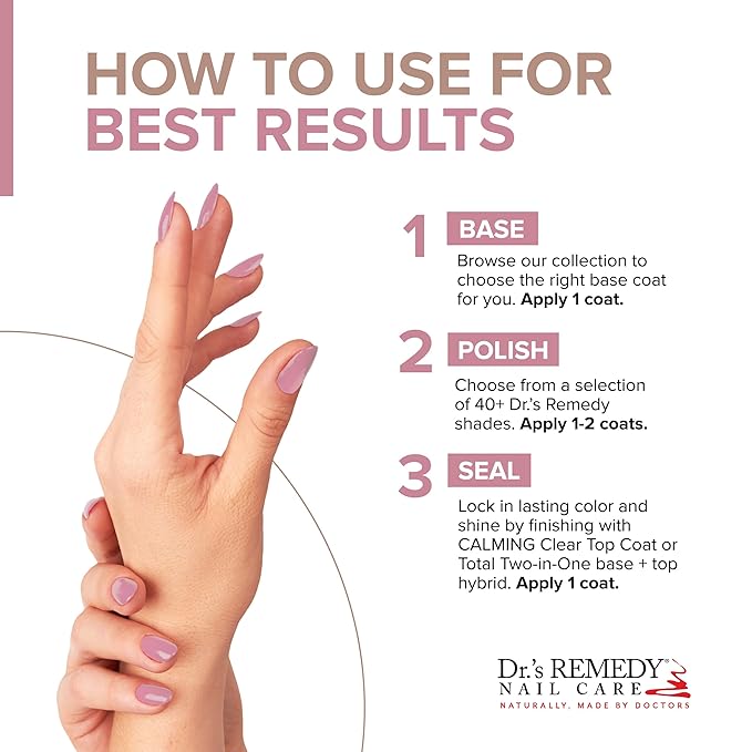 Dr’s Remedy Enriched Nail Polish: Non Toxic, All Natural, and Organic - Doctor Formulated: Strengthens, Restores, Heals, and Protects '24-Free' - POSITIVE Pink