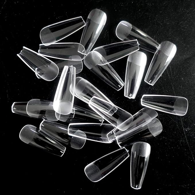 LoveOurHome 600pc Long Coffin Fake Nail Tips Clear Press on Nails Coffin False Nails Full Cover Soft Gel Nail Tips Long Acrylic Nail Artificial Fingernail for Salon & Home Gel Nail Extension