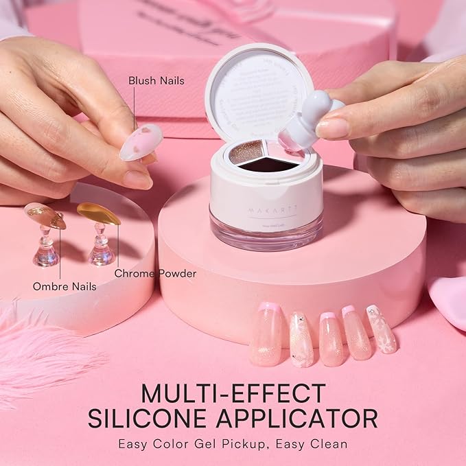 Makartt 5-in-1 Nail Art Gel: ColorPot 3 Colors Gel Nail Polish No Wipe with Nail Stamp for Stamping, French Tips, Ombre Patting, Painting & Sculpting with Silicone Head for DIY Home Salon Use