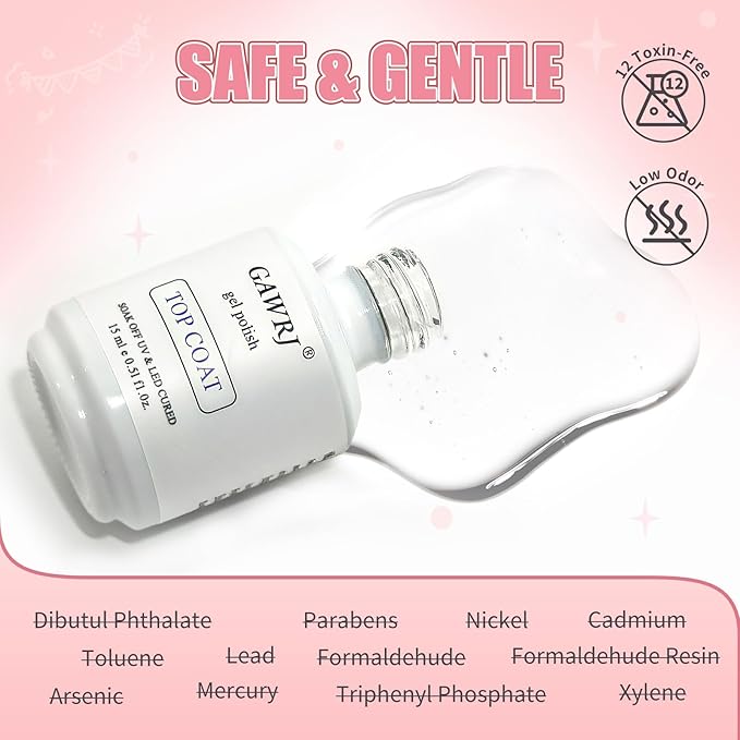 2 Pcs 15mL No Wipe Gel Top Coat and Base Coat Set - Shine Finish and Long Lasting Soak Off LED Nail Lamp Gel Base Top Coat Finish Nail Art Design Manicure Gifts for Women