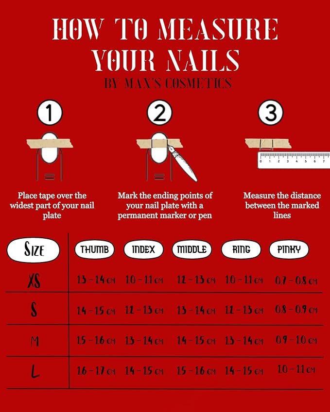 Max’s Press-On Nails | 32-Piece Nail Kit including Both Adhesive Tab & Nail Glue (Haley's Square, Small)