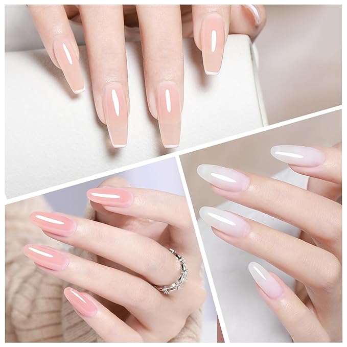 VENALISA Rubber Base Gel Nail Polish Set of 6 Colors Clear Sheer Nude Pink Rubber Base Coat Jelly Neutral Skin Tone Transparent Soak Off UV Gel Salon Nail Art DIY at Home Manicure
