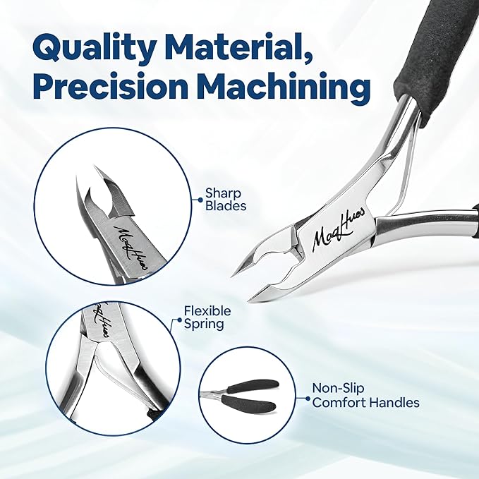 Professional Cuticle Nipper/Cuticle Trimmer 2 Pack Set, 4mm Sharp Jaws, In Protective Leather Case, Non-Slip Thick Comfort Grip, Cuticle Cutter/Cuticle Clipper for Manicure, Stainless Steel Nail Tools