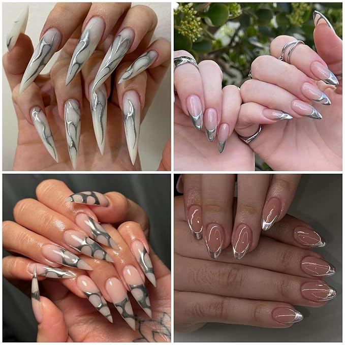 Pearl Chrome Nail Powder Gold Silver, White Pearl Iridescent Mermaid Glitter, Mirror Effect Metallic Gel Chrome DIY Nails Art Salon-3 Jar