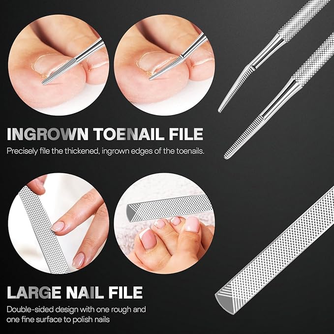 6PCS Ingrown Toenail Treatment Set, Professional Pedicure Tools for Feet, Ingrown Toenail Removal Kit with Leather Case Foot Nail Care Tools Manicure Set for Ingrown Toenails Calluses Corn & Dead Skin