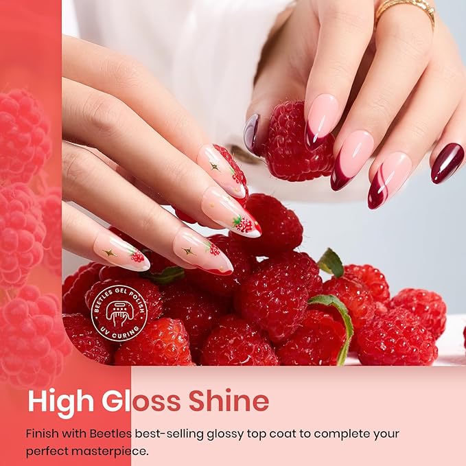 beetles Gel Polish Set - 6 Pcs Burgundy Red Purple Brown Nail Gel Polish Kit for Glamour, Wine Red Brown Lilac Sangria Gel Polish Soak Off UV LED Nail Lamp Spring