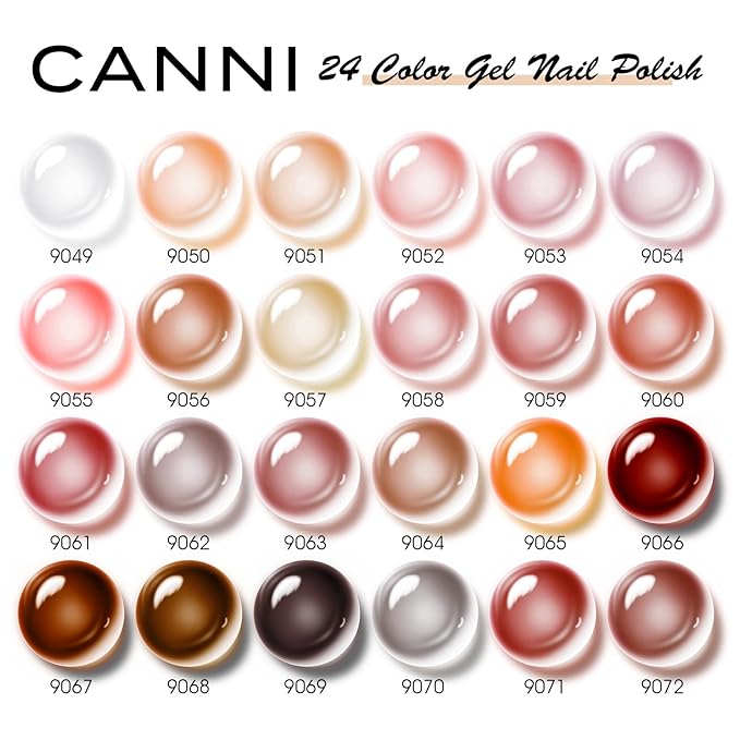 CANNI 30Pcs Jelly Gel Nail Polish Set - 9ML Transparent Nude Brown Red Pink Milky White Gel for French Manicure, Soak Off UV LED Nail Kit for Salon & DIY Home Use