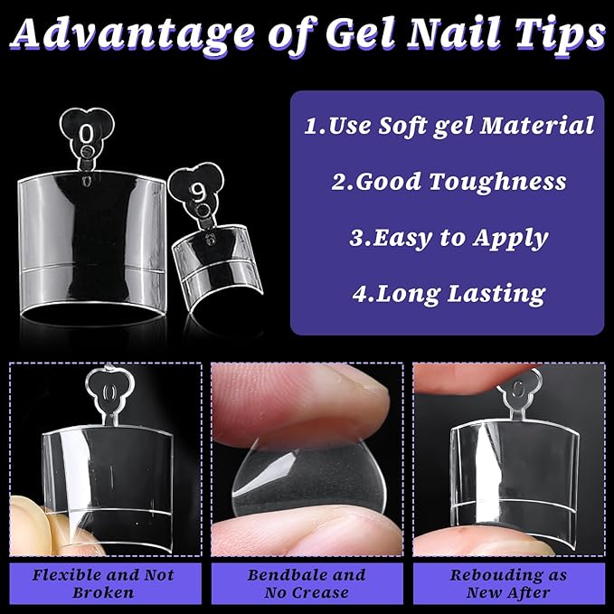 240pc Fake Toenails Half Cover Gel Toe Nail Tips Clear Press on Toenail, Short Square Fake Toes Nails Tips Clear Gel Toenails Extrension False Toe Nail Feet Artificial Toenail Tip