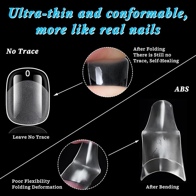 420pc Extra Short Round Square Fake Nails Soft Gel Nail Tips, XS Squoval Clear Press on Nails Short Round Square Nail Tips Full Cover False Artificial Fake Fingernail for Gel Extension Acrylic Nails