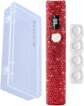 Handheld UV Nail Lamp with Sparkly Rhinestones, 3W Portable LED Nail Lamp, Wireless Rechargeable USB Nail Dryer with Silicone Stamper, LCD Display, Ideal for Home DIY Manicures (Red)