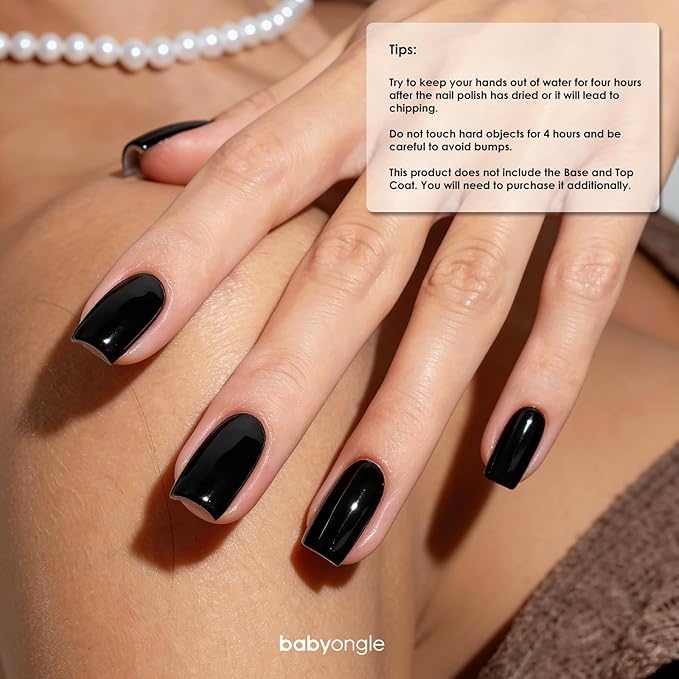 Black Nail Polish, 14 ML Quick Dry Nail Polish for Nail Art DIY Manicure at Home, Chip Resistant Nail Lacquer for Nail Art Varnish, Long Lasting, BOG136